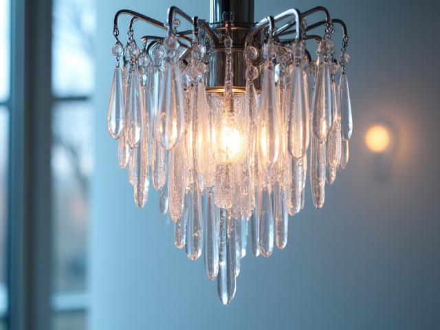 Elegant hengelampe med is-lignende glass