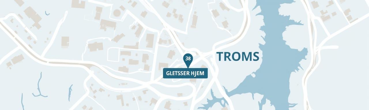 Kart over Tromsø som viser Gletsjer Hjem sin butikkadresse